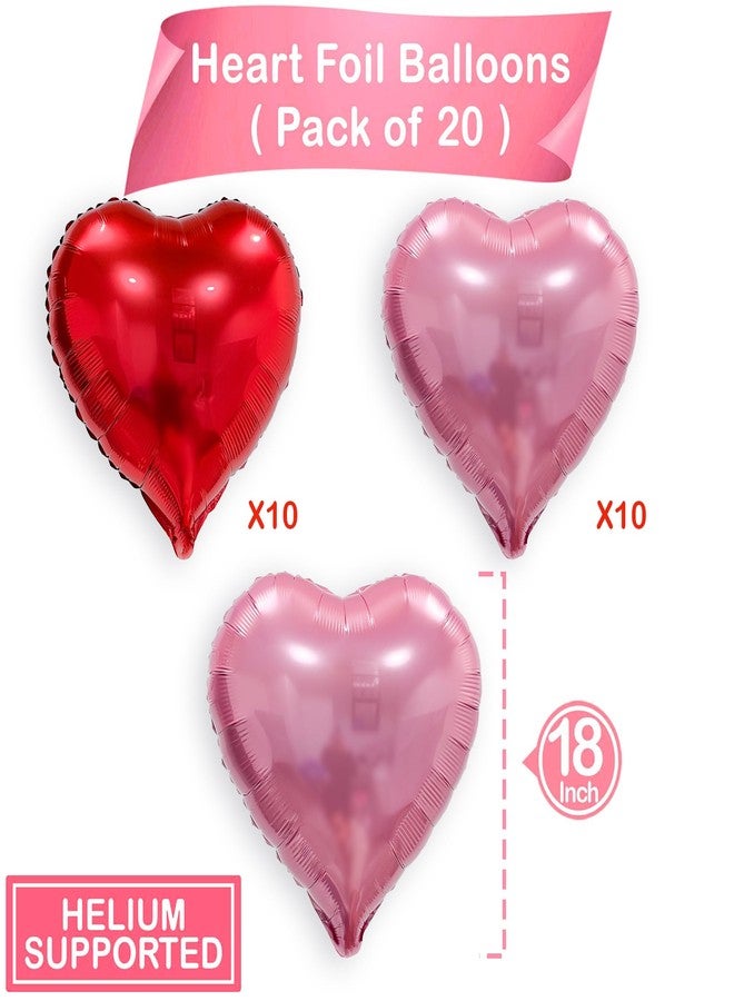 بالونات على شكل قلب باللونين الوردي والأحمر، 20 بالونًا من رقائق الألومنيوم على شكل قلب مقاس 18 بوصة، بالونات مثالية لعيد الحب، أعياد ميلاد الفتيات، حفلات الزفاف، ذكرى الزواج، حفلات الخطوبة، وزينة عيد الحب - Image 2